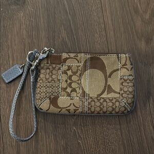 Coach Brown Patchwork Wristlet